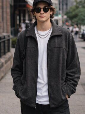 Alfani Zip Up Jacket XL Dark Gray Mens Womens Unisex Casual Minimalist